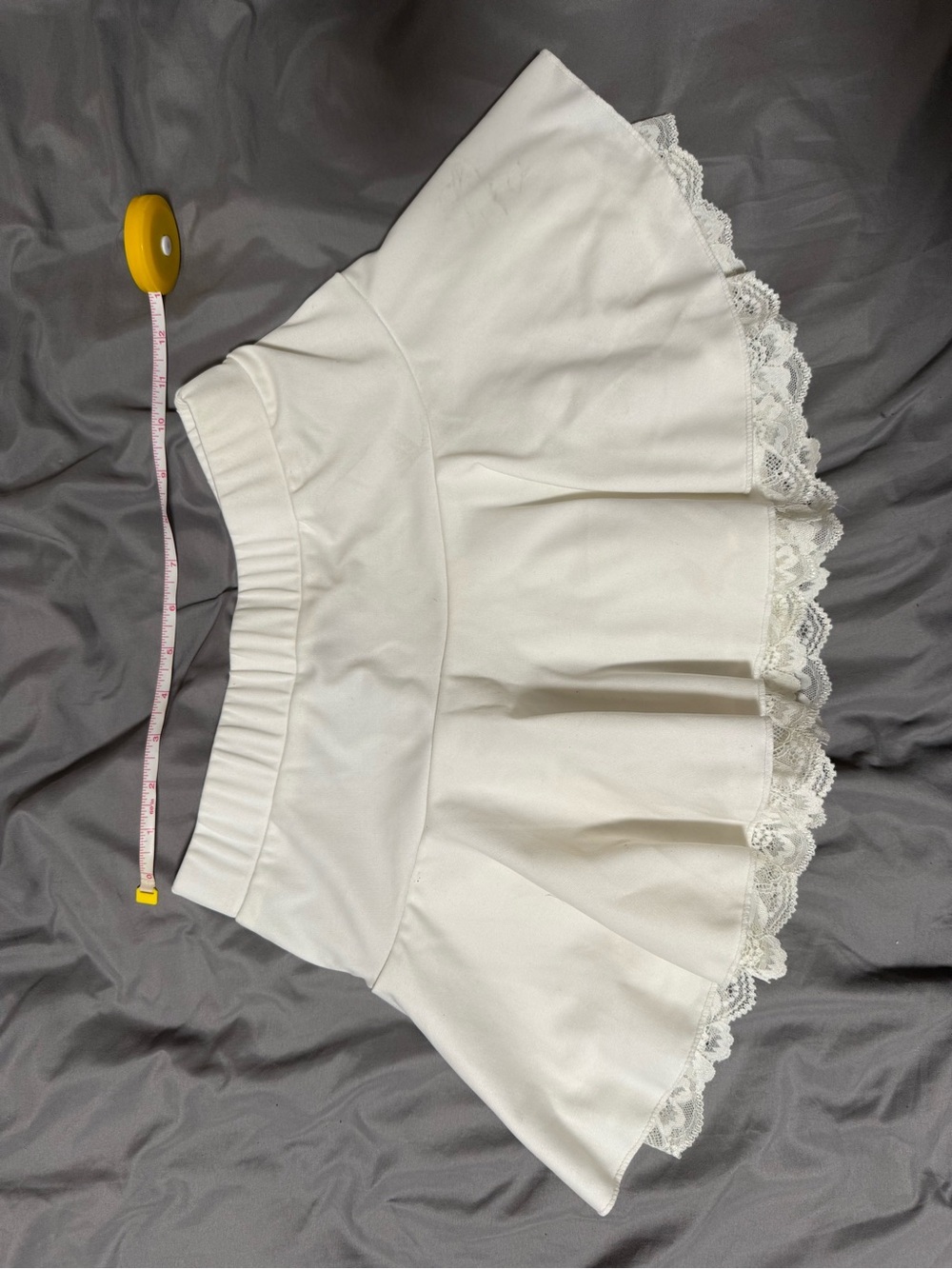 White Lace Trim Skater Mini Skirt
